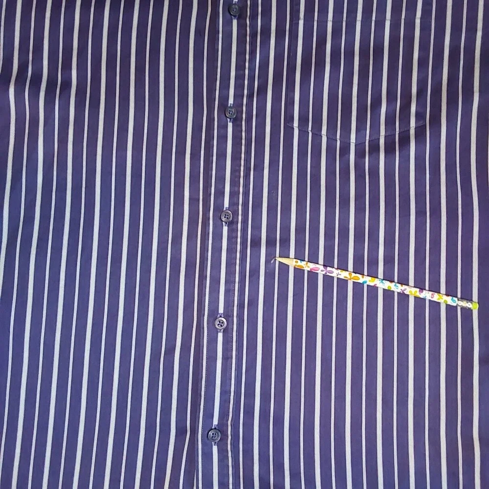 Bugatchi Uomo Mens XL Dress Shirt Classic Fit Flip Cuff Purple Stripe Button‎ Up